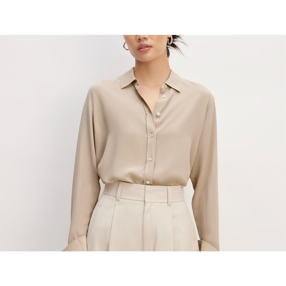 Everlane Beige Button-Up Blouse